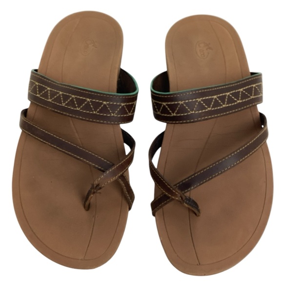 Chaco Leather Strappy Open Heel Sandals Brown - Picture 2 of 9